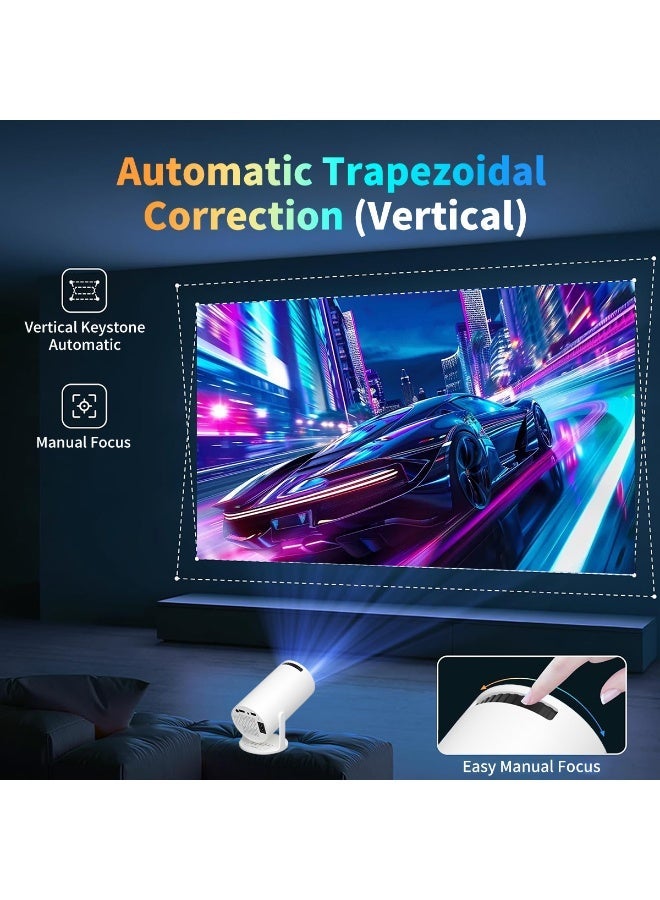 بدريون جهاز عرض بروجكتور جديد  يدعم دقة 4K Full HD، ذاكرة وصول عشوائي 16 جيجابايت + 2 جيجابايت، نظام تشغيل أندرويد 12 ذكي، متوافق مع نتفليكس، تطبيقات مدمجة، شاشة 130 بوصة، واي فاي 6، دوران 180 درجة، تصحيح تلقائي للتشويه، مسرح منزلي ومكتبي محمول - Image 3
